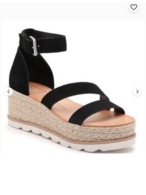 Dolce Vita Liza black suede platform wedge espadrille sandals.
